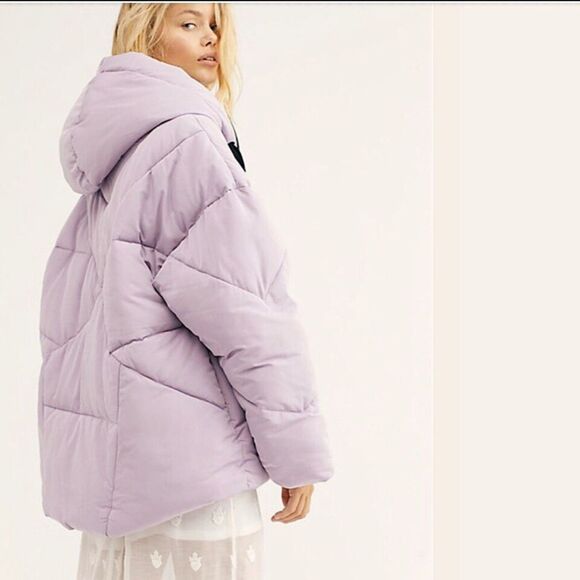 Free People Hailey Puffer Coat Jacket Lilac Cloud Medium - Picture 2 of 14